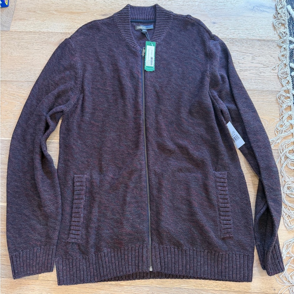 Men's Zip-Up Sweater in Deep Purple